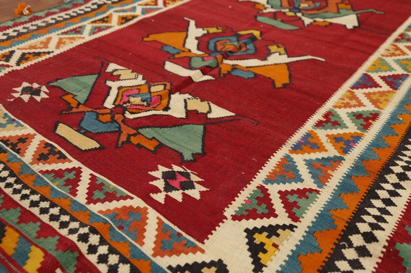 Vintage Vegetable Dye Kilim Flat weave Runner Rug 4x13 Tribal Reversible Carpet gallery