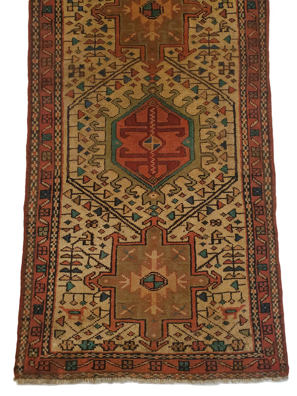 Rustic Karajeh Runner, Beige Multi-Medallion Sun Motif - 3'2" x 10'9" gallery