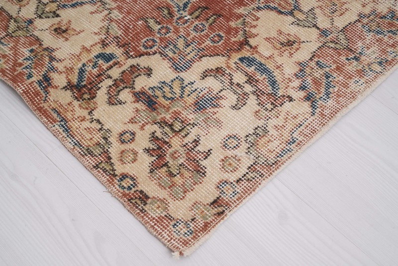 Vintage Turkish Oushak Wool Area Rug 5x9 ft Neutral Handmade Antique Carpet 486 gallery