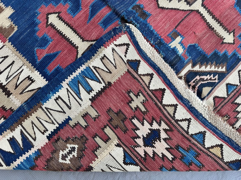 4.5 X 10 COLLECTORS’ ITEM Antique Above 100 Years Old Azerbaijan Shirvan Kilim gallery