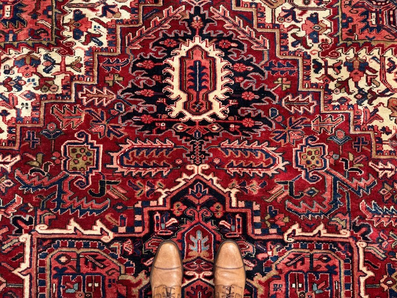 9x12 VINTAGE HERIZ RUG handmade wool oriental HAND-KNOTTED ANTIQUE geometric big gallery