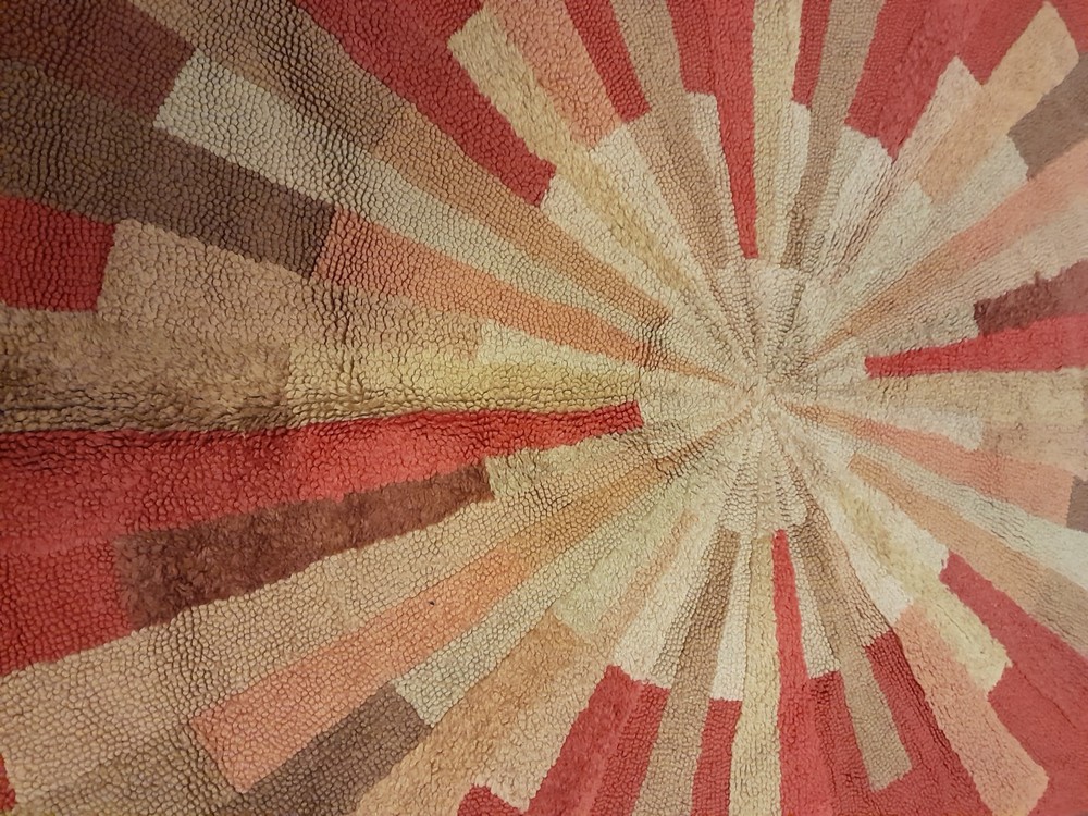 Very Rare Antique Hand hooked Navajo rug beautiful colors-The son
