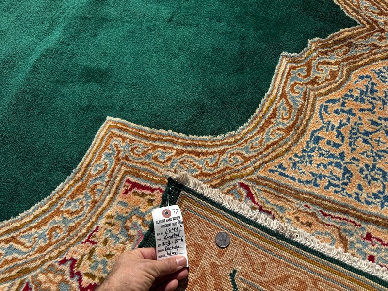 10x14 GREEN ANTIQUE RUG ORIENTAL HANDMADE VINTAGE hand-knotted fine emerald big gallery