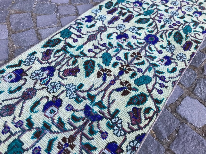 Turkish Vintage Rug Handmade Wool Rug Bohemian Runner Rug Home Rug 1,7 x 9,4 ft gallery