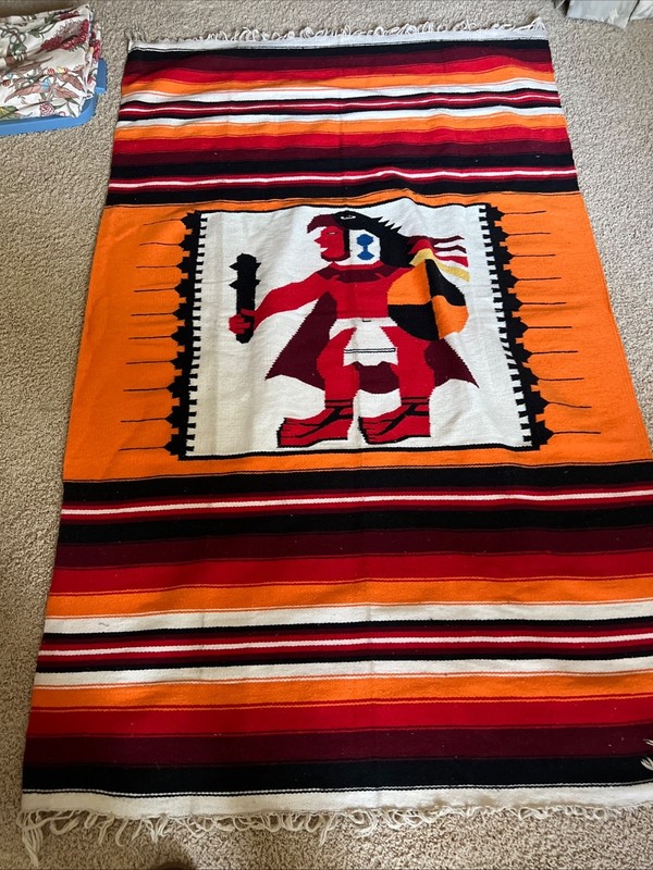 Vintage Handwoven Southwestern Yei Style Wool Rug – 7’ x 4’ gallery