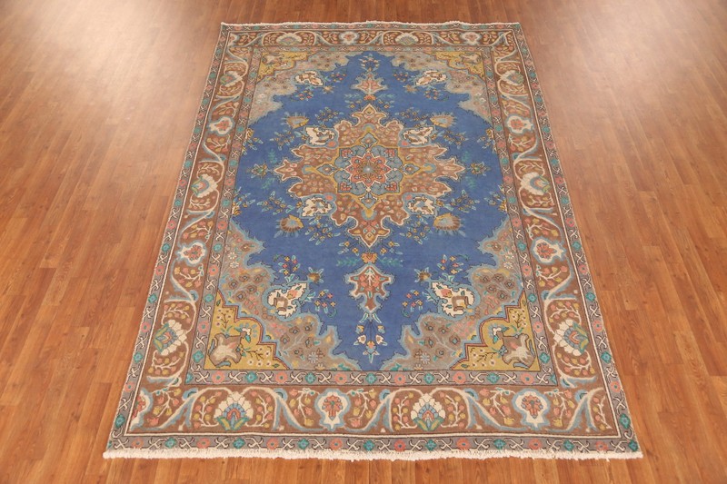 Overdyed Traditional Blue Area Rug 6x9 ft Hand-knotted Wool for Living Room gallery