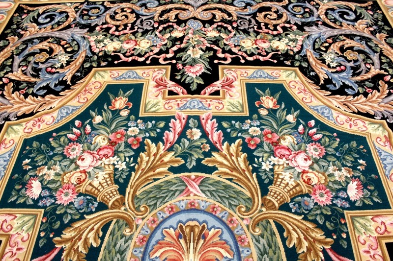 10X13 MAGNIFICENT ANTIQUE HANDMADE VEGETABLE DYE AUBUSSON NEEDLEPOINT WOOL RUG gallery