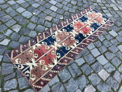 Turkish Vintage Rug Handmade Wool Rug Bohemian Runner Rug Home Rug 1,6 x 4,7 ft