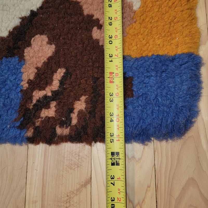 Vintage Siamese Cat Shag Area Rug/ Wall Hanging 35X26 inches Vibrant Yellow Blue gallery