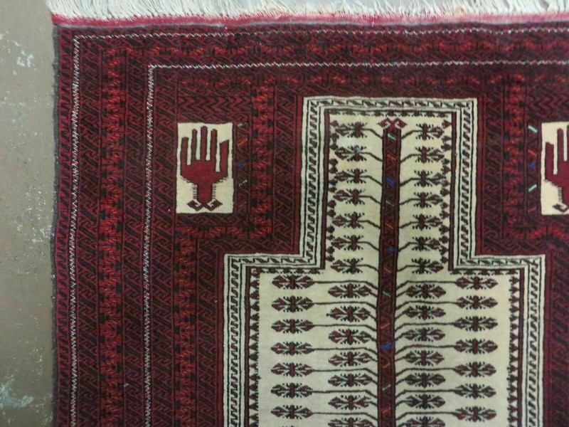 3' X 5' Antique Handmade Turkoman Balouchi Prayer Wool Rug Khamesh gallery