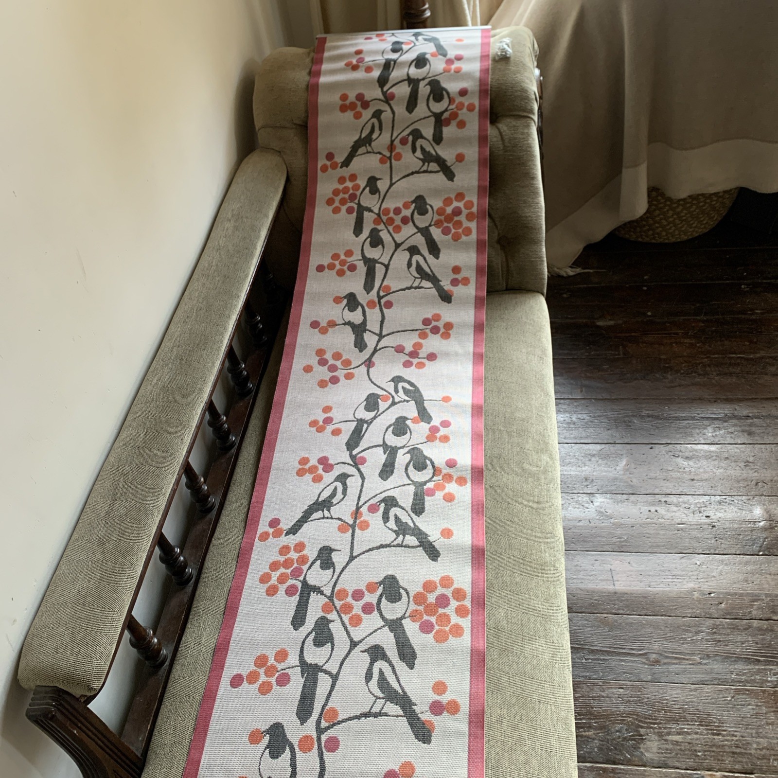 EKELUND Master Weavers Swedish cotton tapestry wall hanging birds with berries gallery