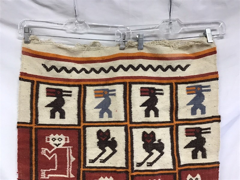 Antique Handwoven Wall Art Rug Tapestry Guatemalan Centeral America Aztec 1930's gallery