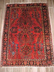 4x5ft. Handmade Oriental Floral Sarouk Wool Rug