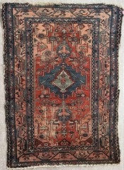 Antique Persian Heriz Rug Hand-Knotted Wool Northwest Persia, 4’4” × 3’2”