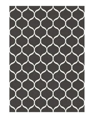 Modern Indian Dhurrie Rug 6×8, Geometric Trellis, Black