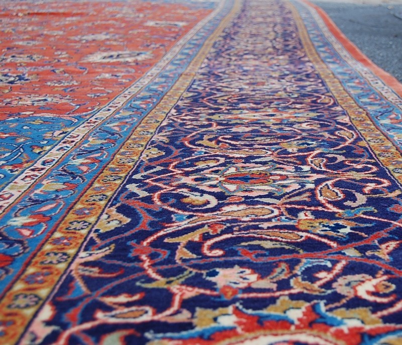 NATURAL WOOL Old Oriental Rugs Hand Woven,knotted size Approximately13' x 17'4" gallery