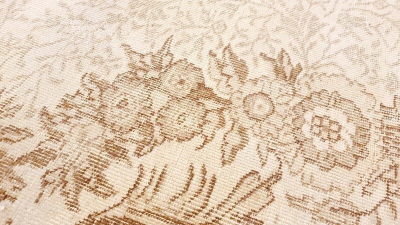 Antique 1940-1950's Distressed Wool Pile Muted Oushak Karabahk Rug 7x10ft gallery