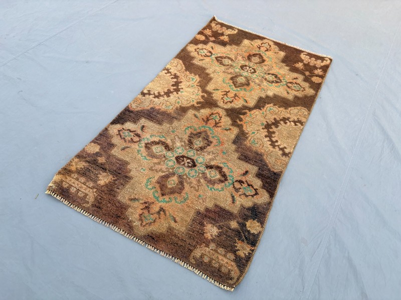 2'3x4'2 ft Vintage Caucasian Hand Knotted Wool Floral Cross Medallion Accent Rug gallery