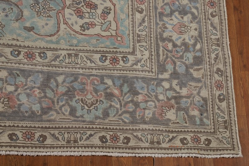 Vintage Beige/ Gray Wool Floral Tebriz Area Rug 8x11 Traditional Hand-made Rug gallery