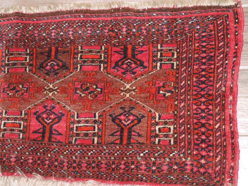 18" x 44" Antique Saryk Turkoman Torba Wool Rug gallery