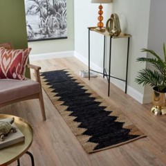 Natural And Black Color Hemp Runner Rug, Custom Size Hemp Runner