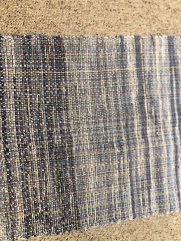 VTG HAND LOOMED DENIM RAG FLOOR RUG BLUE FARMHOUSE 1970s USA 26 1/2 X 90" AS IS gallery