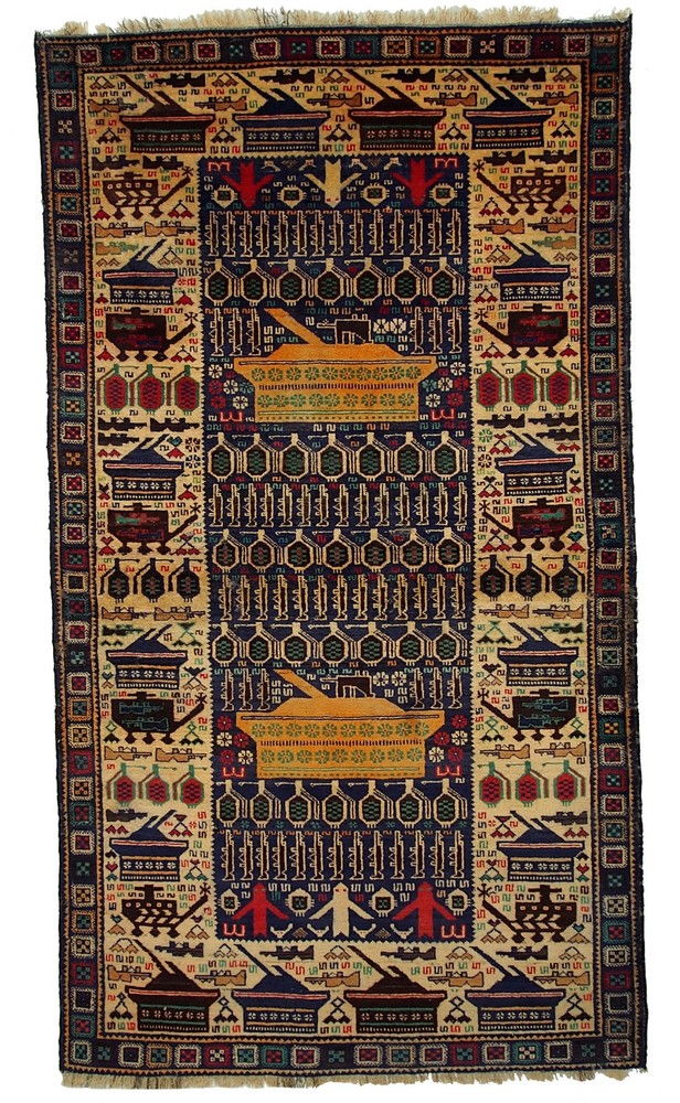 6,9x3,8 ft unique genuine old nomadic Afghan Warrug Afghanistan Kriegteppich NR2