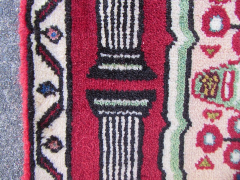 Vintage Hand Made Traditional Rug Oriental Wool Red Small Rug 67x59cm gallery