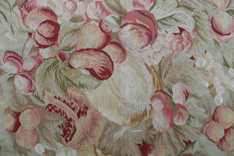 Fine Vintage Hand Made French Design Wool Silk Green Original Aubusson 303X241cm gallery