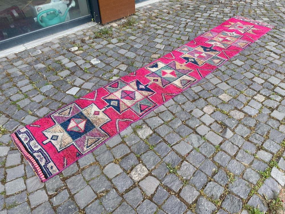 Bohemian rugs, Runner rug, Handmade, Turkish rug, Vintage, Wool | 1,8 x 11,2 ft