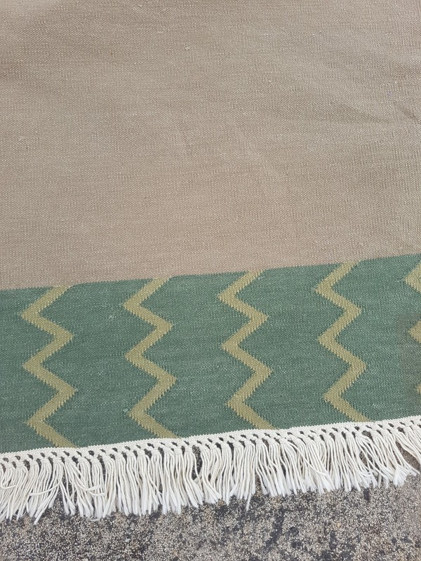 Vintage Traditional Handmade Turkish Style Geometric Cotton Area Rug 155x92 cm gallery