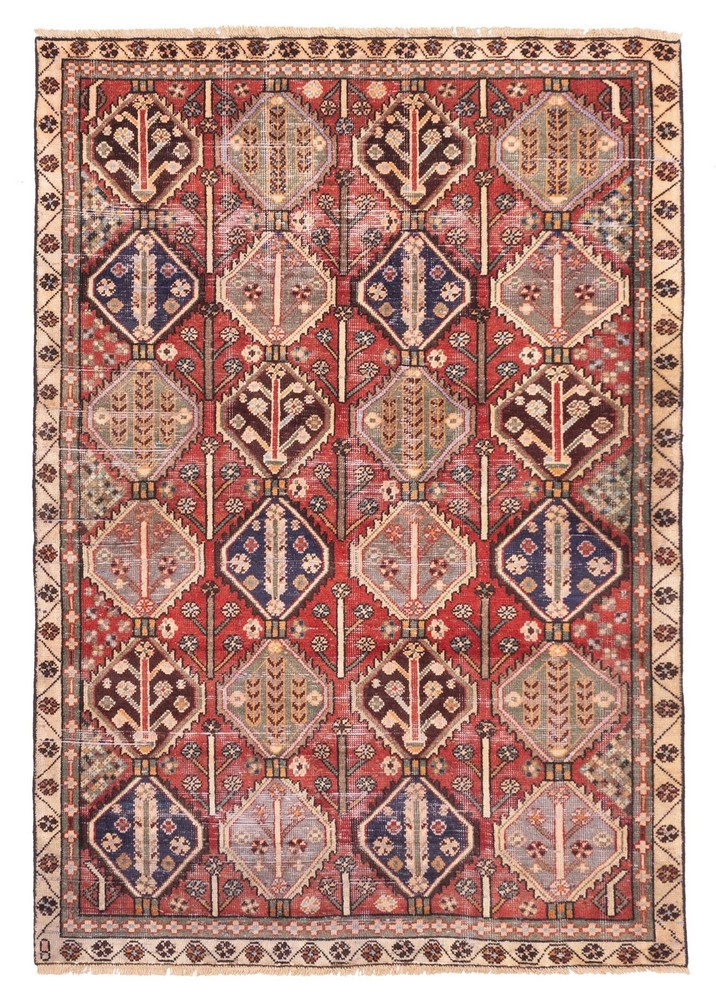 Traditional Vintage Hand-Knotted Oriental Carpet 4'6" x 6'8" Wool Area Rug