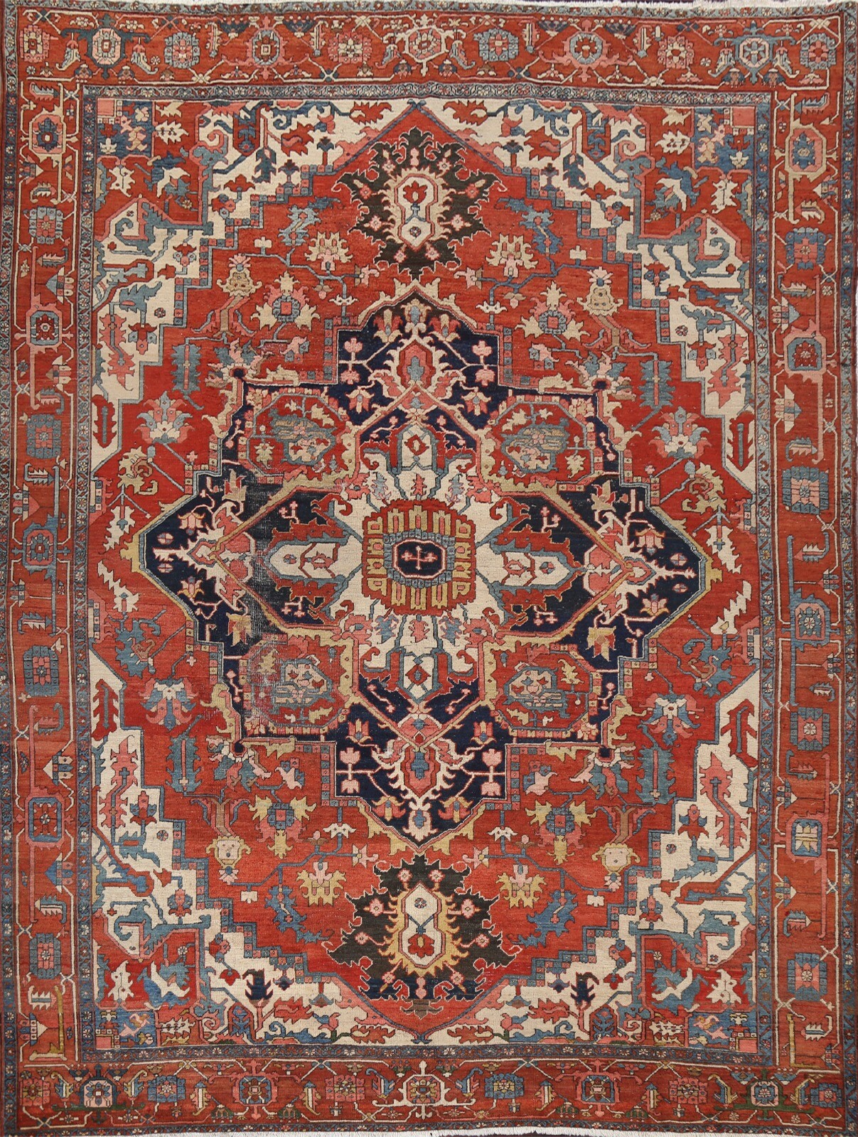 Antique Vegetable Dye Heriz Serapi Large Area Rug Hand-knotted Oriental 10'x11' gallery