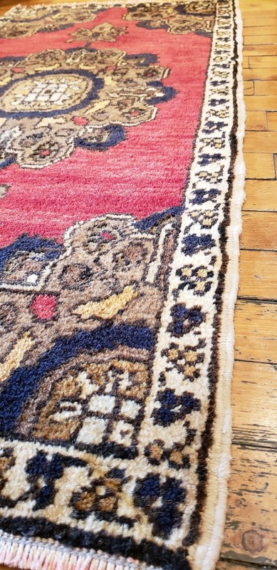 Lovely Vintage 1950-1960's Wool Pile, Natural Dye Rug Turkey 1'8"×3'4" gallery
