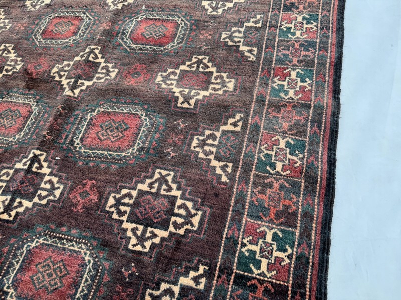 4x9 Afghan Hand Knotted Antique Area Rug Tribal Turkmen Bokhara Geometric Carpet gallery