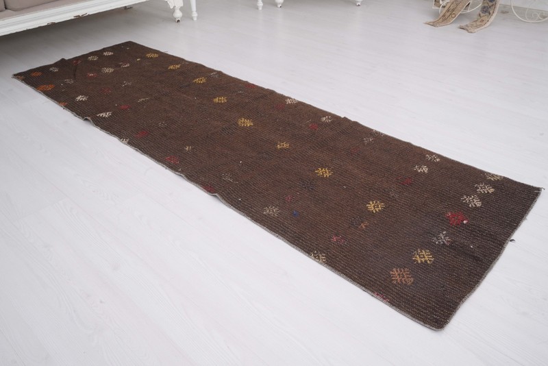 3x8 Neutral Kilim Vintage Oushak Runner Rug Turkish Carpet Traditional Rug 195 gallery