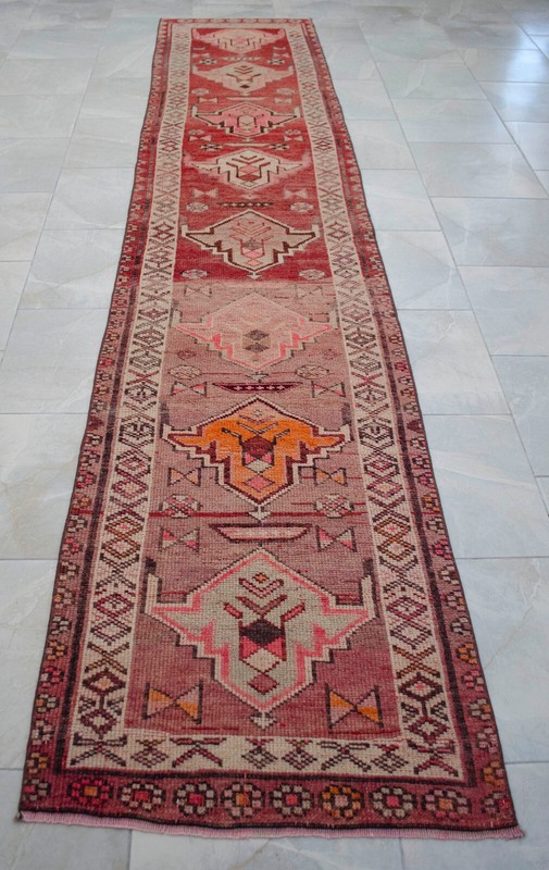Turkish Runner Rug, Hand Made Rug, Tribal Wool Rug, Ethnic Runner Rug 3 x 12 ft gallery
