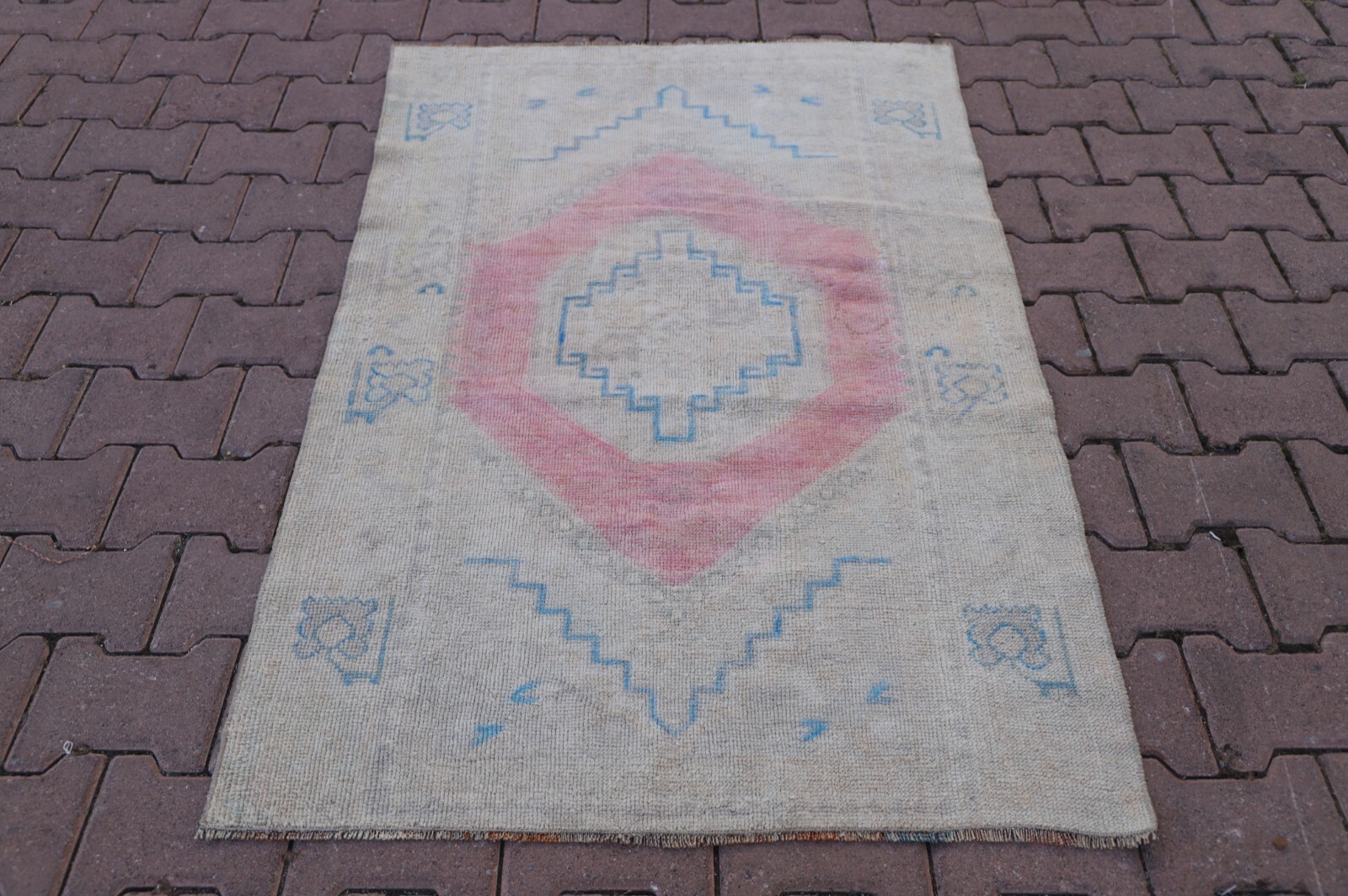 Medallion Medium Rug Anatolian Handwoven Oriental Bedroom Turkish Carpet 3x5ft gallery