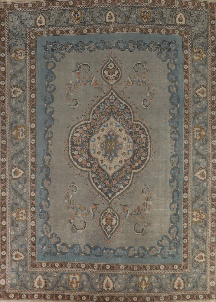 Handmade Wool Gray Area Rug 10x13 Medallion Traditional Vintage Room Size carpet