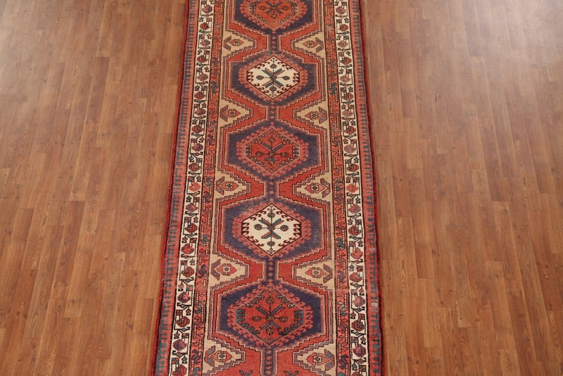 Handmade Wool Rust Red Runner Rug 4x10 Vintage Tribal Traditional Hallway Carpet gallery