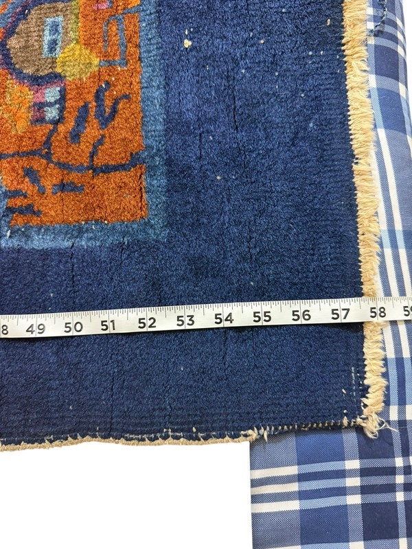 Antique Chinese Art Deco Rug 1920s Hand-Knotted Wool 58”×29.5” Floral Open-Field gallery