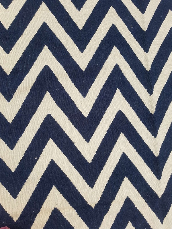 Vintage Handmade Traditional Geometric Blue Kilim Floor Rug Carpet 238x157cm gallery