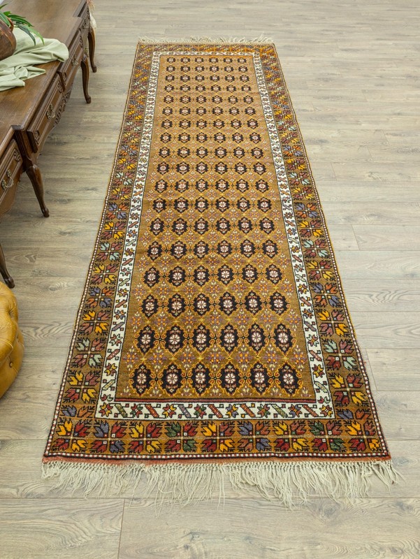 Warm Earth Tone Runner 4x12 Hand-Knotted Turkish Oushak Heritage Living gallery
