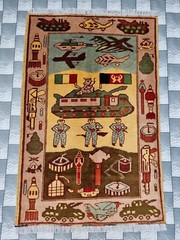 Handmade Afghan Vintage War Rug Historical War Rug Wool Area Rug Size 120×80 cm