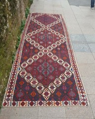 4’7” x 13′ Vintage Natural Rug Village Rug Handmade Carpet.SKU:VK880