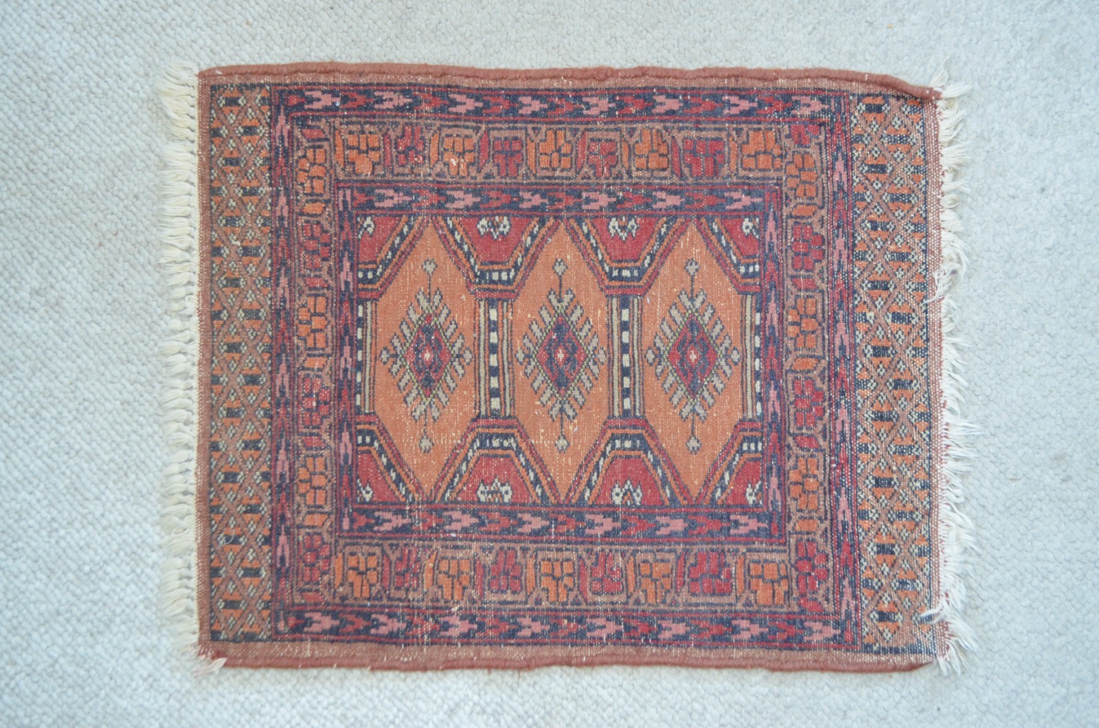 Small Vintage Turkish Wool Hand-Knotted Tribal Accent Rug 1'6 x 2 ft gallery