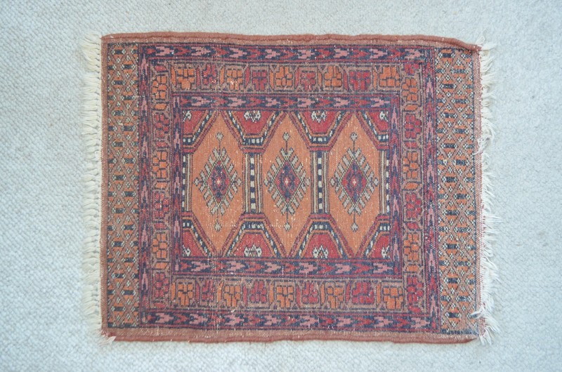 Small Vintage Turkish Wool Hand-Knotted Tribal Accent Rug 1'6 x 2 ft gallery