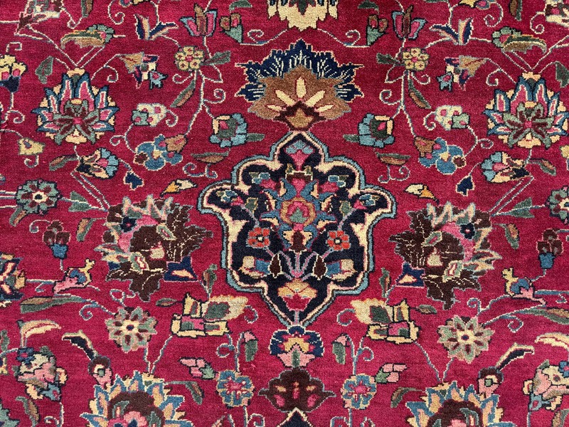 9x12 SIGNED ANTIQUE ORIENTAL RUG red purple blue VINTAGE handmade hand-knotted gallery