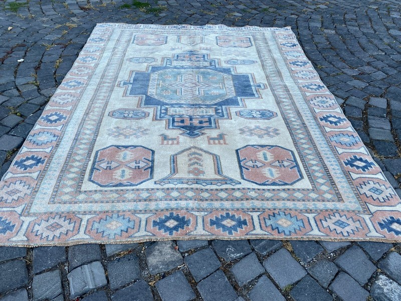 Turkish rug, Vintage rug, Large rug, Wool rug, Handmade rug, Carpet,5,3 x 7,1 ft gallery