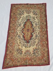 Vintage French Needle Point Handmade Floral Multicolor Wool Rug Carpet 143x92cm